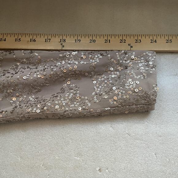 New York & Company Jacket Women XS Taupe Sequin Open Front Waterfall Blazer Top - Picture 7 of 11